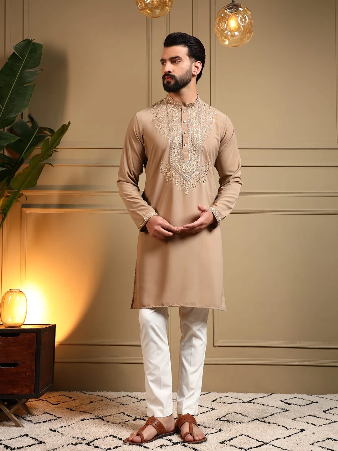 Men's Armani Lachko Embroidered Kurta Pyjama Set