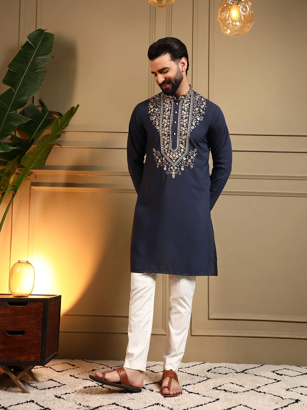 Men's Armani Lachko Embroidered Kurta Pyjama Set