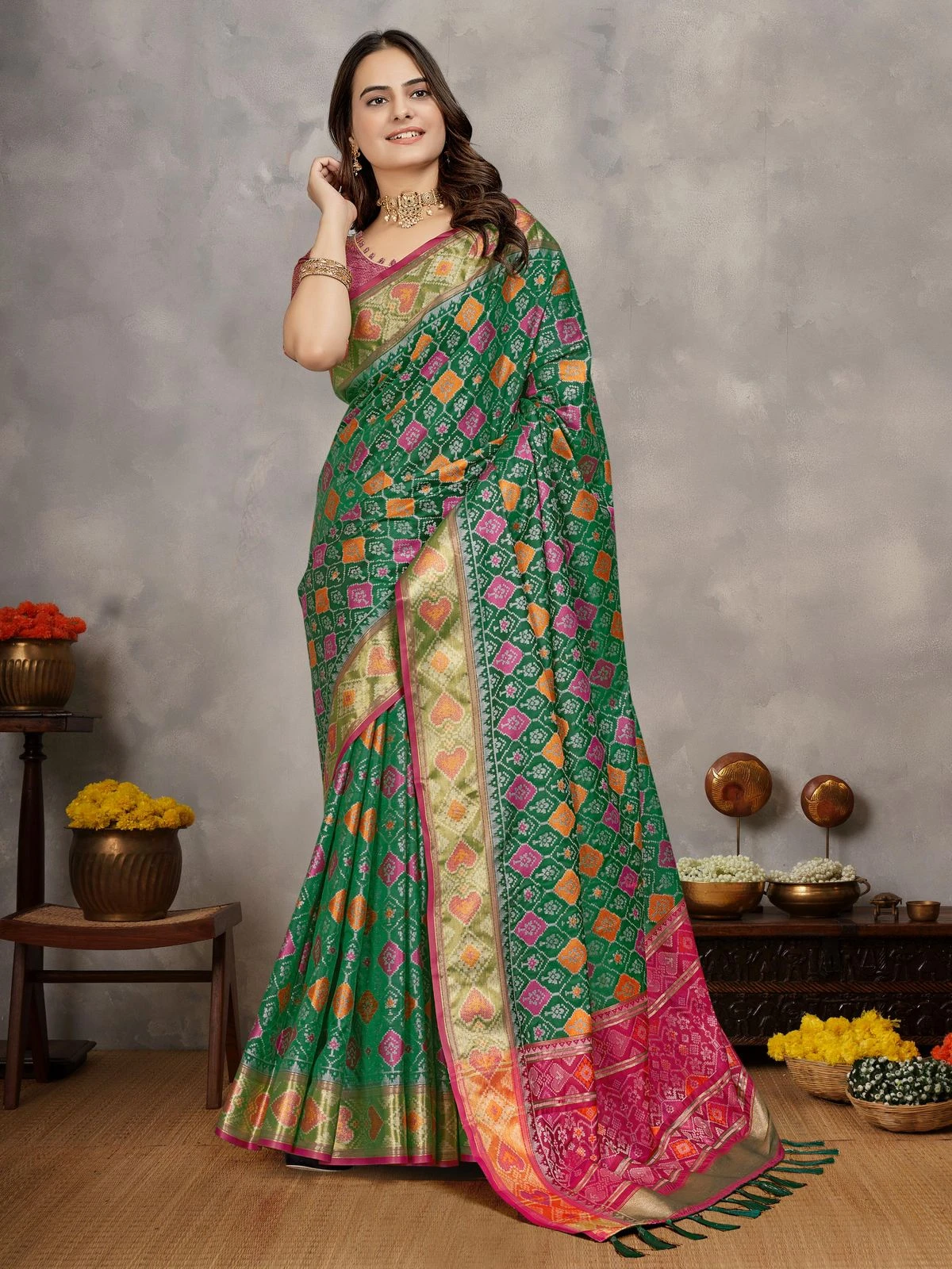 MOH-MAYA-1 Couple Combo Kurta Koti And Saree