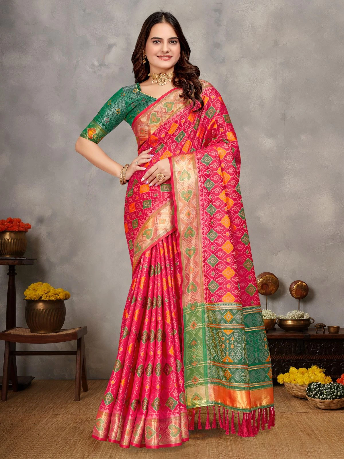 MOH-MAYA-1 Couple Combo Kurta Koti And Saree