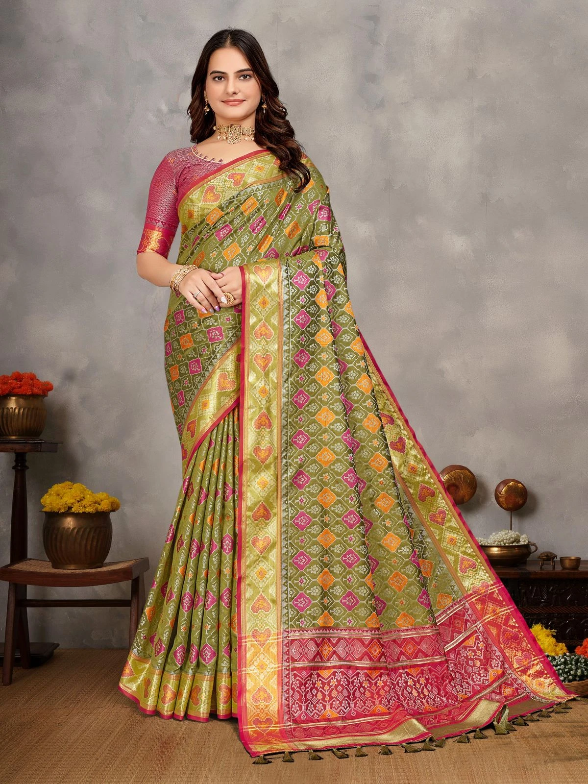MOH-MAYA-1 Couple Combo Kurta Koti And Saree