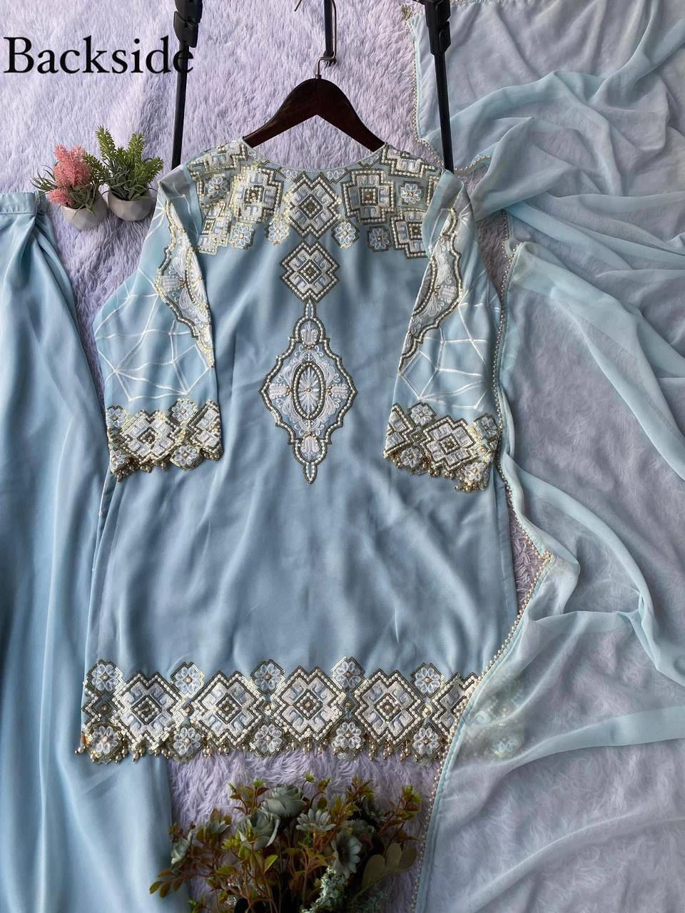 Mother Kids Daughter Twinning Georgette Palazzo Combo Set