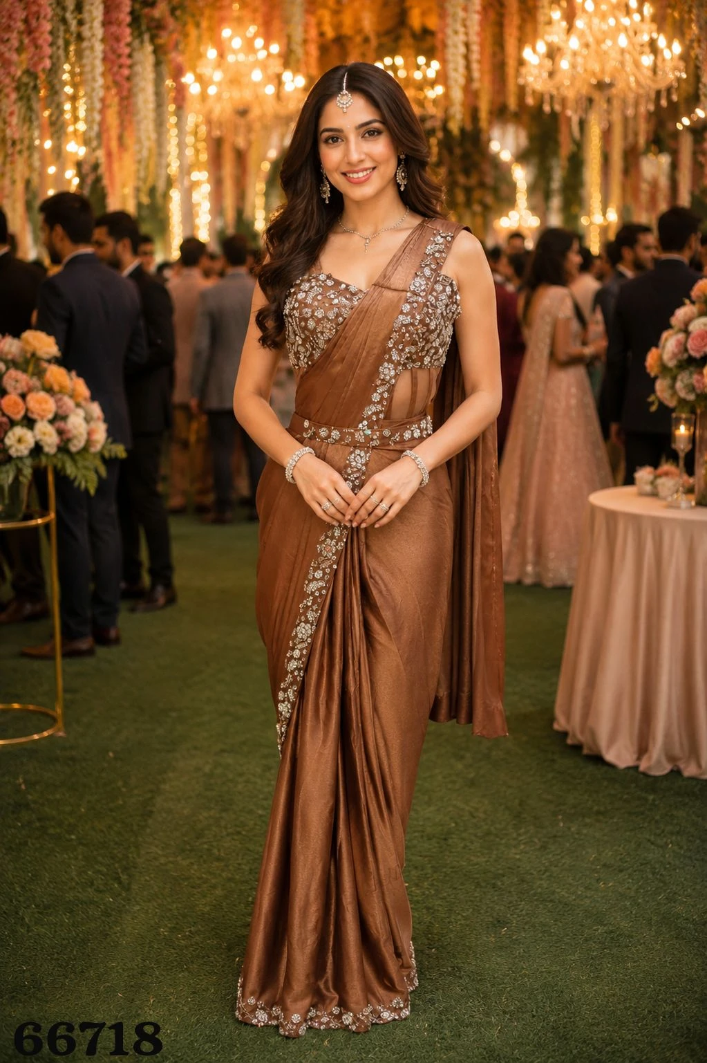 Mrudangi Harshita Real Premium Satin Crush Ready To Wear Saree With Heavy Work Blouse