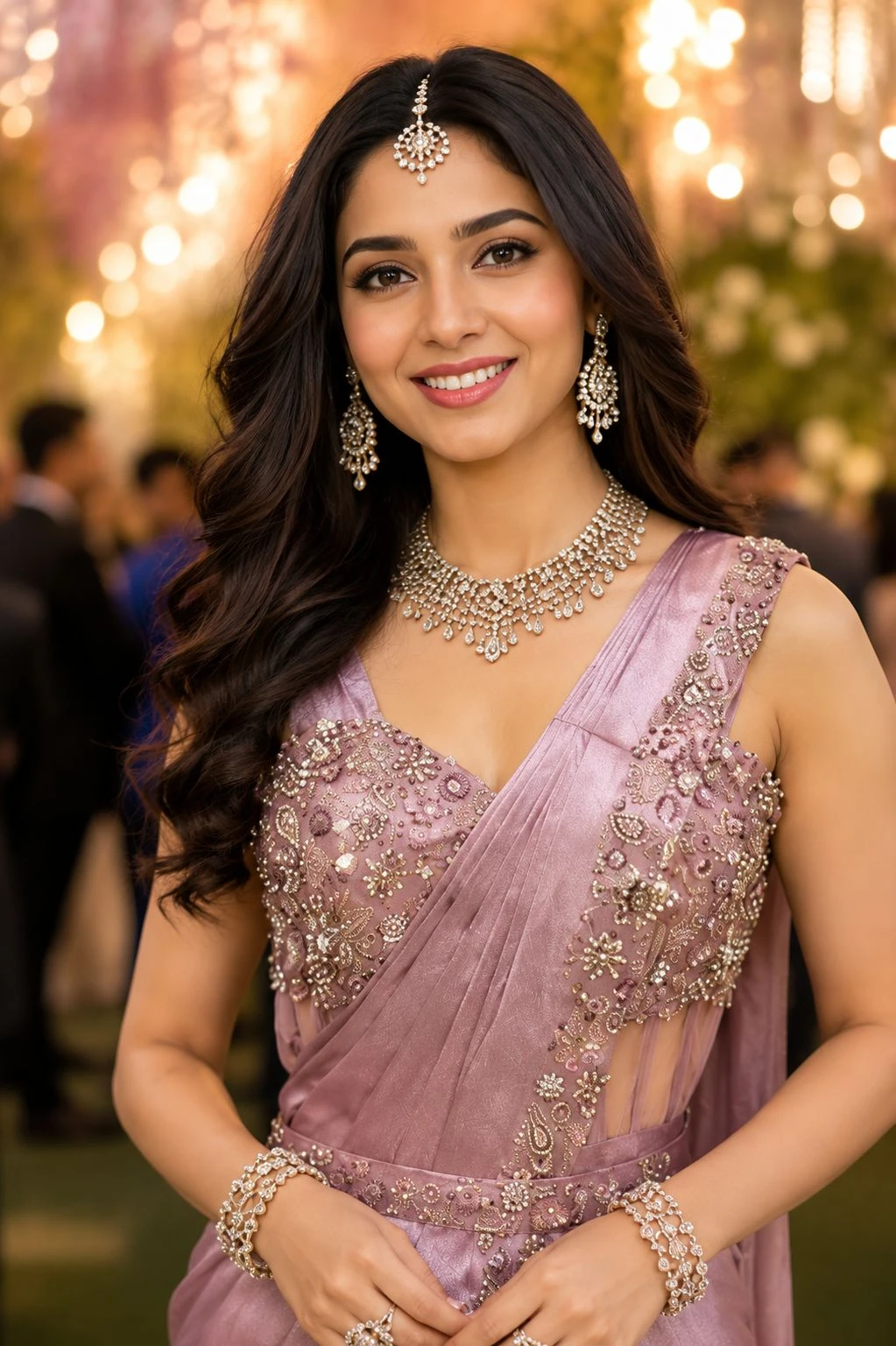 Mrudangi Harshita Real Premium Satin Crush Ready To Wear Saree With Heavy Work Blouse