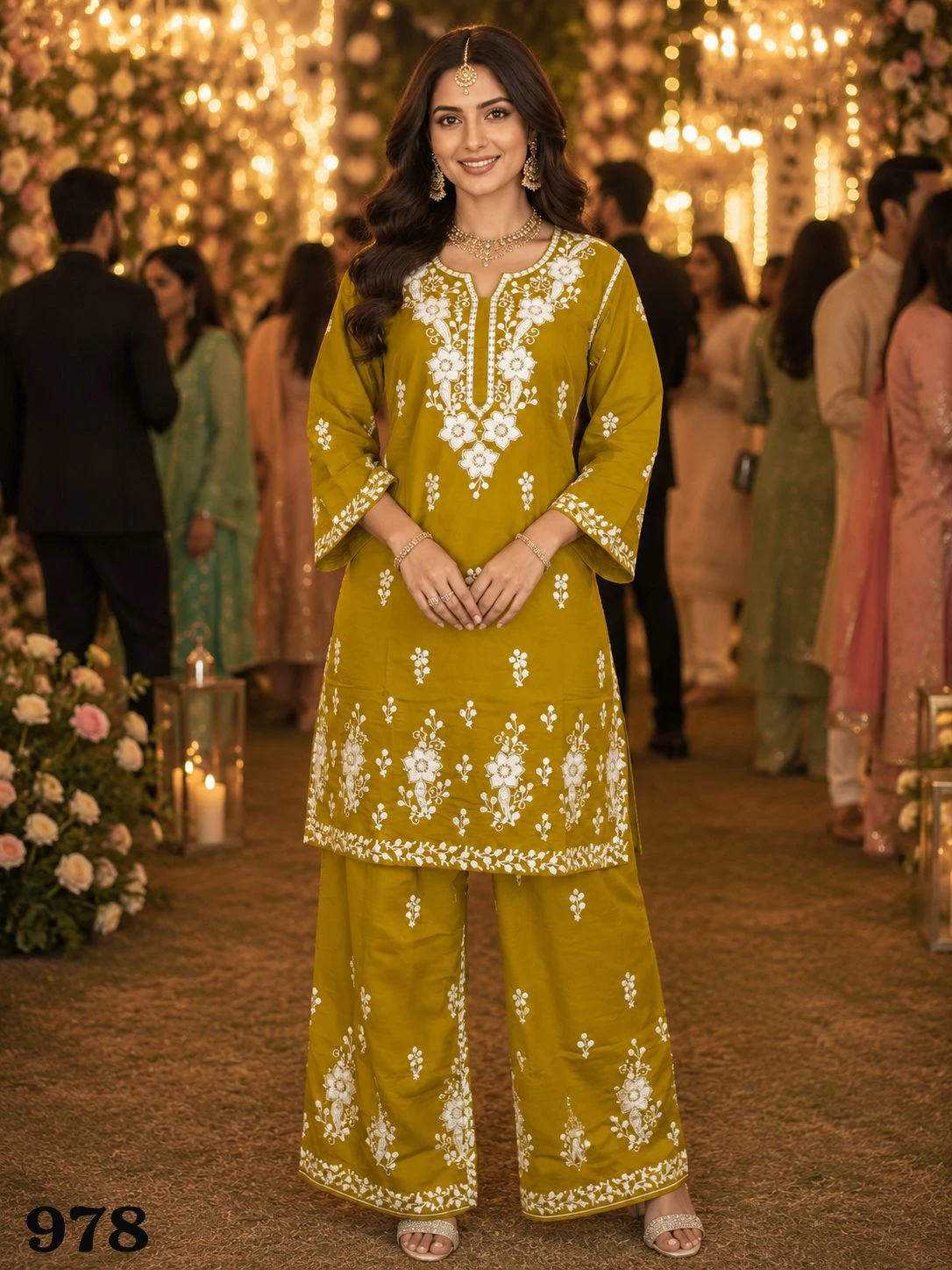 MRUDANGI NAZIA Chikankari Embroidered Palazzo Set