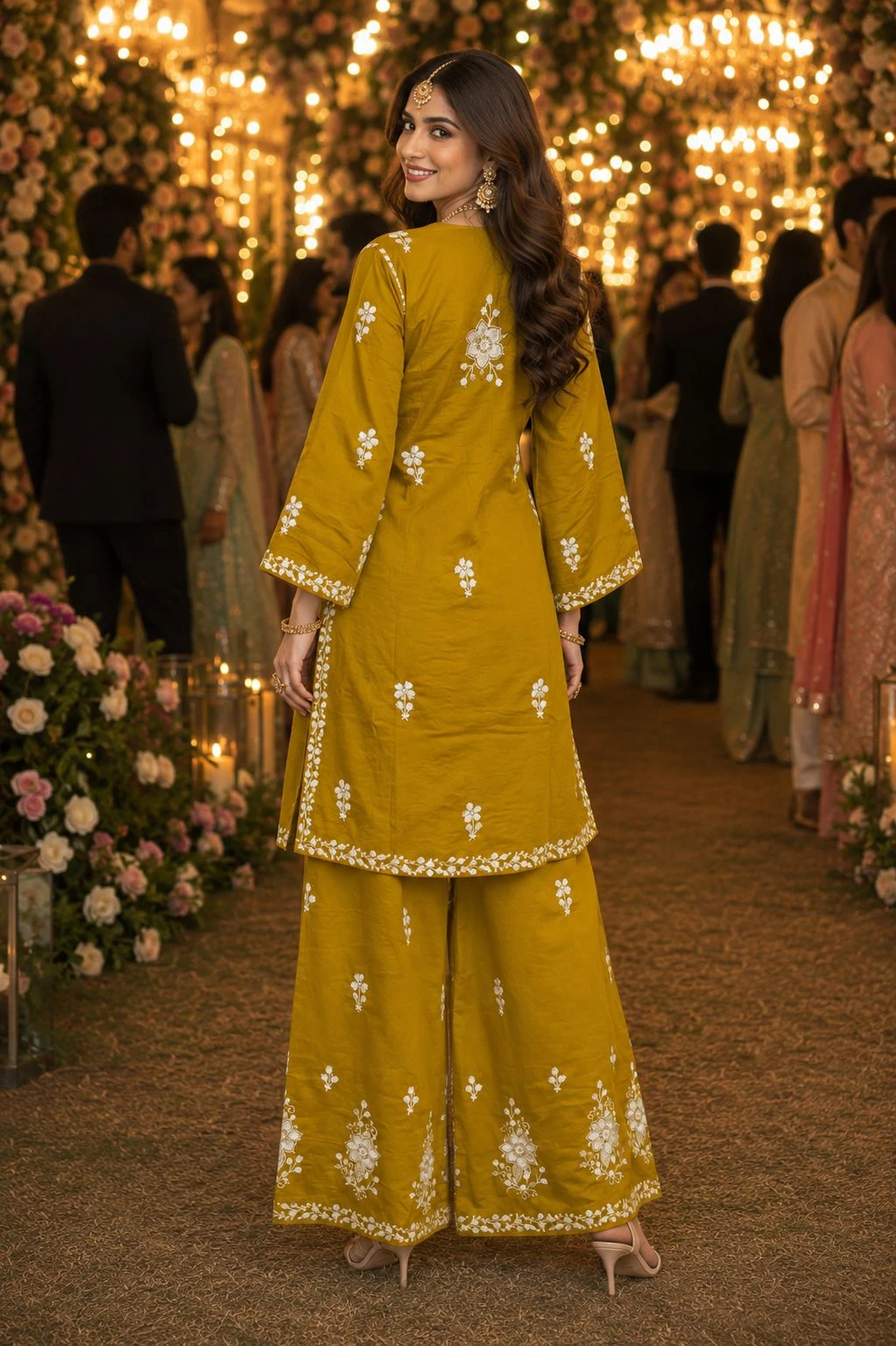 MRUDANGI NAZIA Chikankari Embroidered Palazzo Set