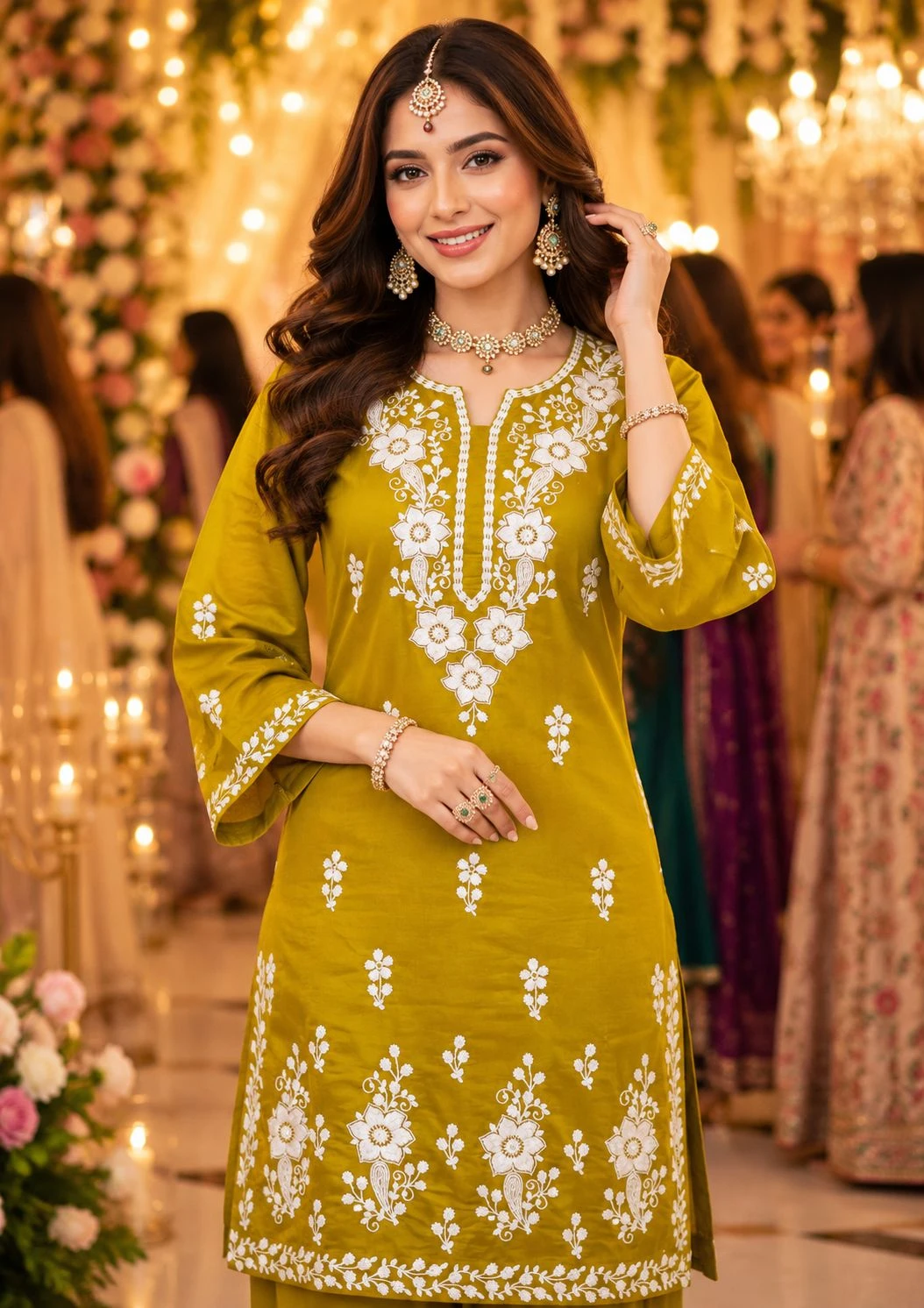 MRUDANGI NAZIA Chikankari Embroidered Palazzo Set