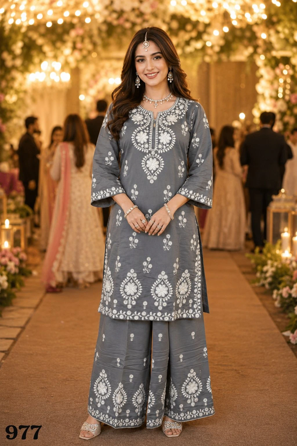 MRUDANGI NAZIA Chikankari Embroidered Palazzo Set