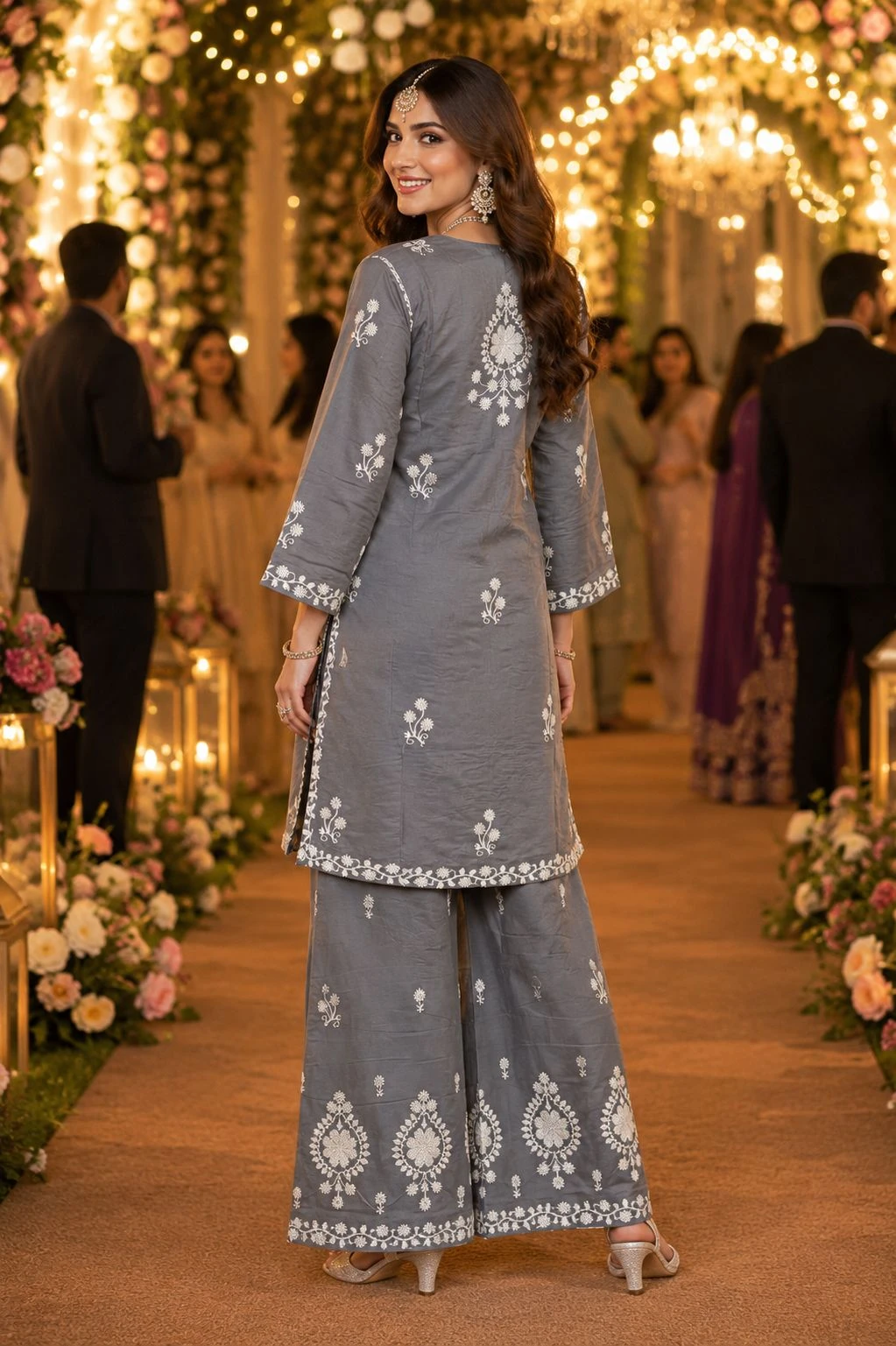 MRUDANGI NAZIA Chikankari Embroidered Palazzo Set