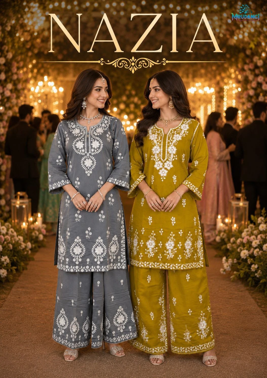 MRUDANGI NAZIA Chikankari Embroidered Palazzo Set