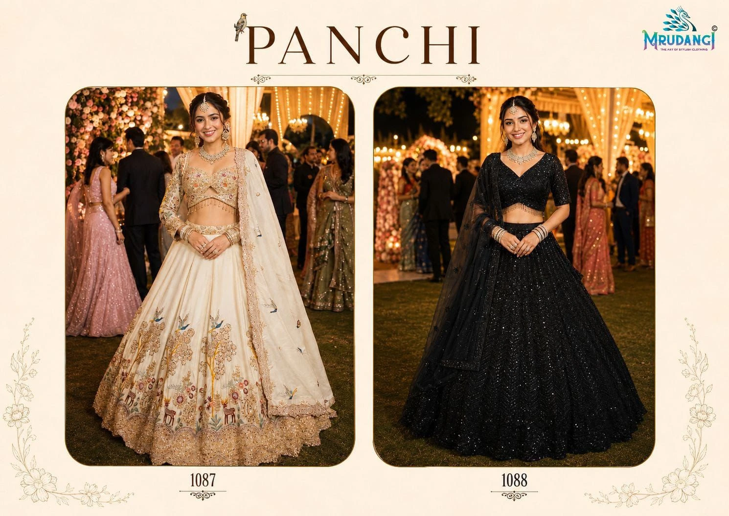 Mrudangi Panchi Satin Net Wedding Choli with Beads Work