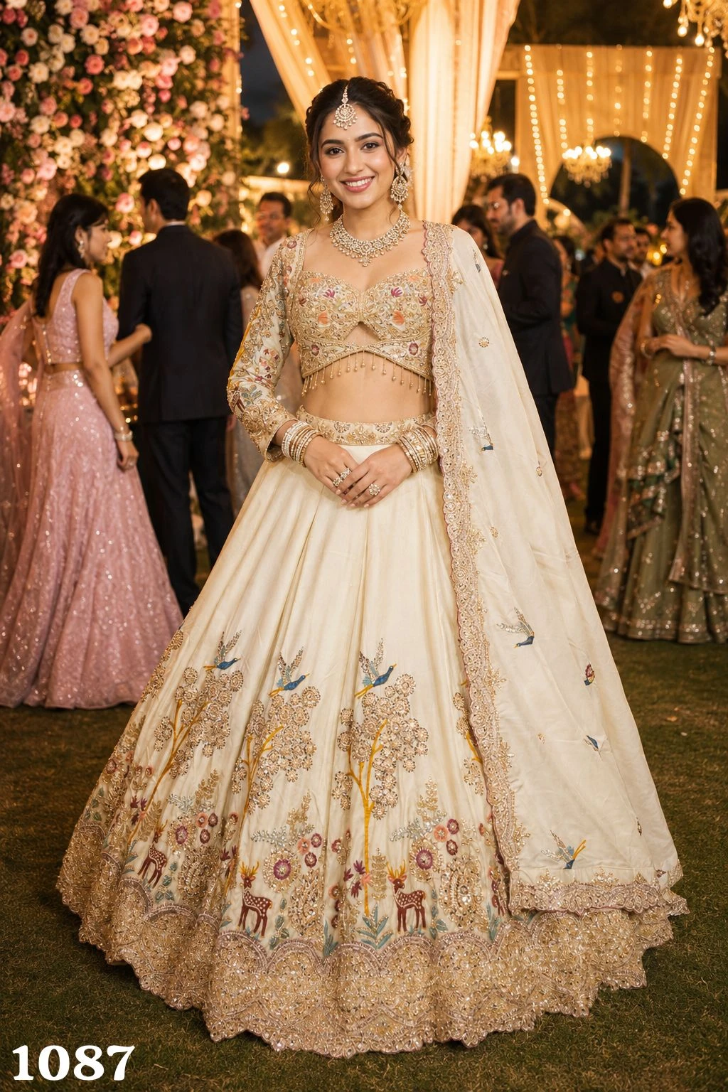 Mrudangi Panchi Satin Net Wedding Choli with Beads Work