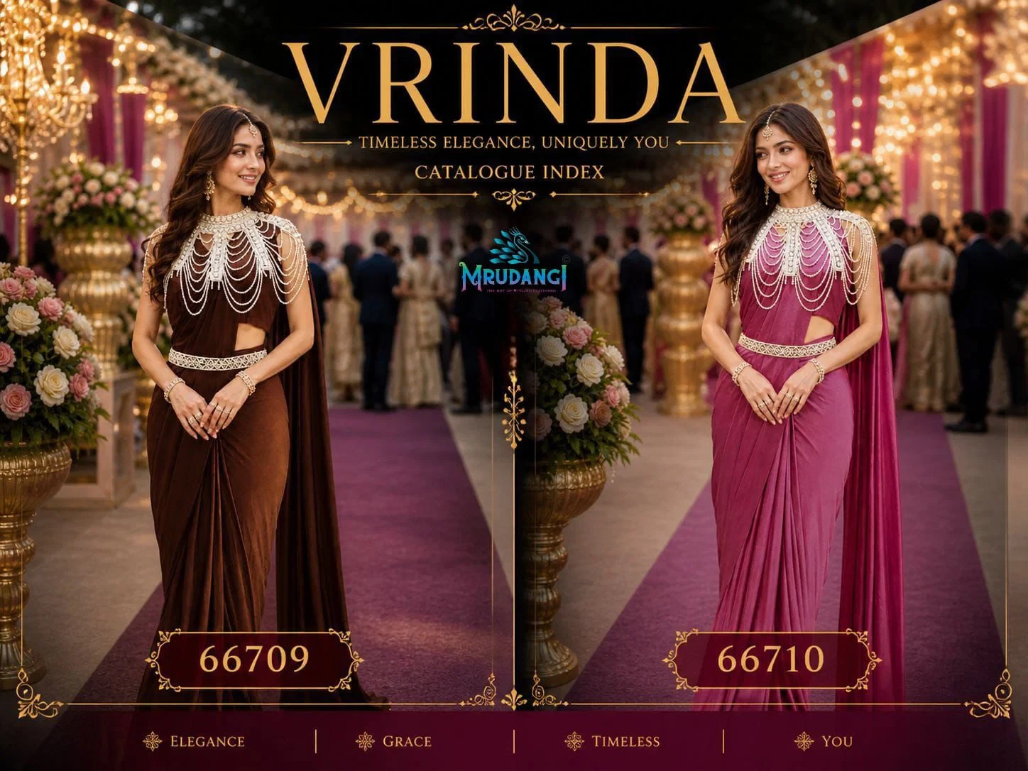 Mrudangi Vrinda Lycra Ready to Wear Designer Saree Collection
