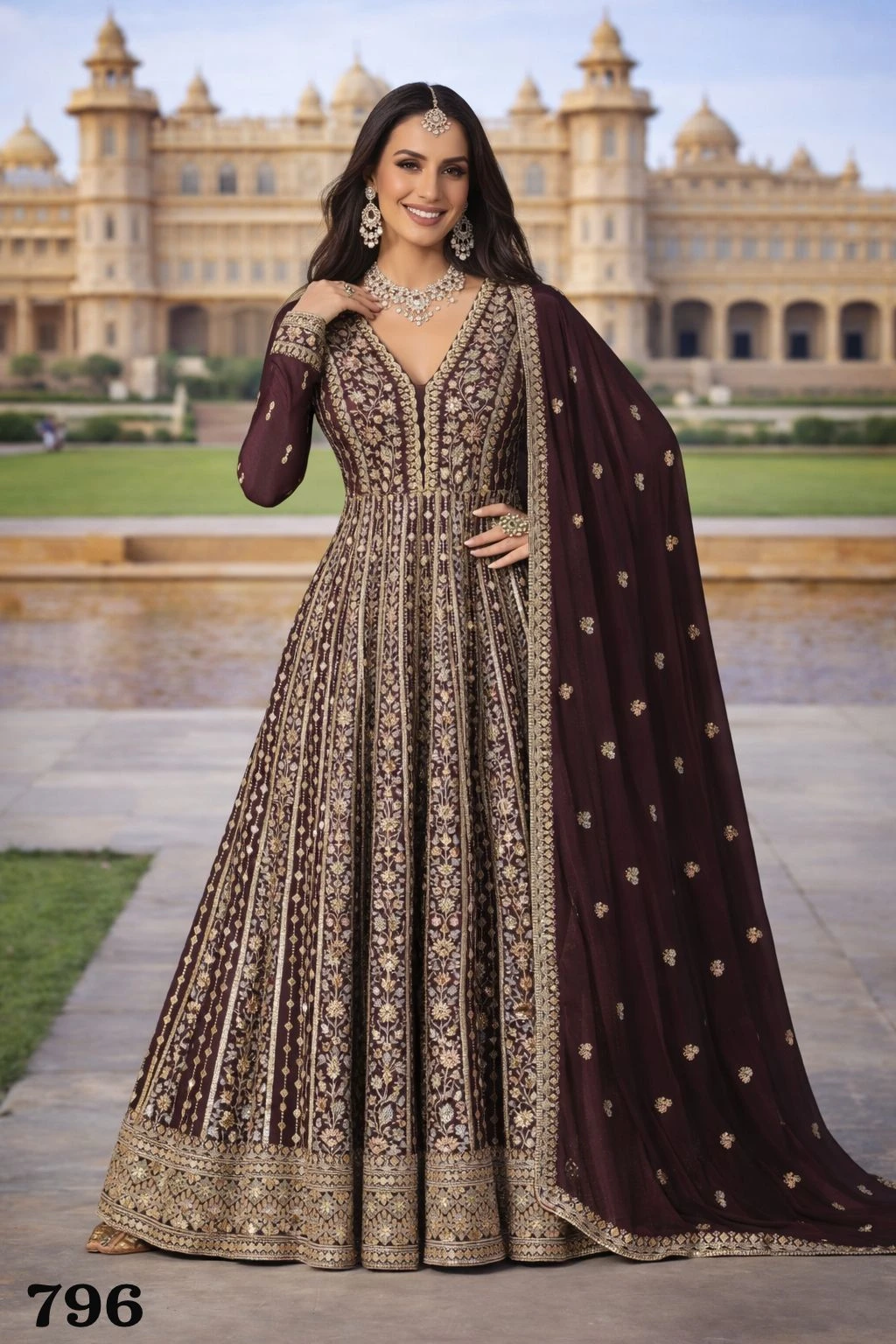 Mrudangi Zara 795 Series Designer Chinon Silk Suit Collection