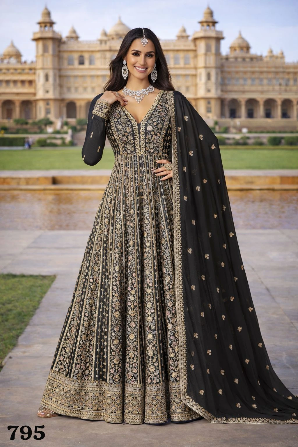 Mrudangi Zara 795 Series Designer Chinon Silk Suit Collection