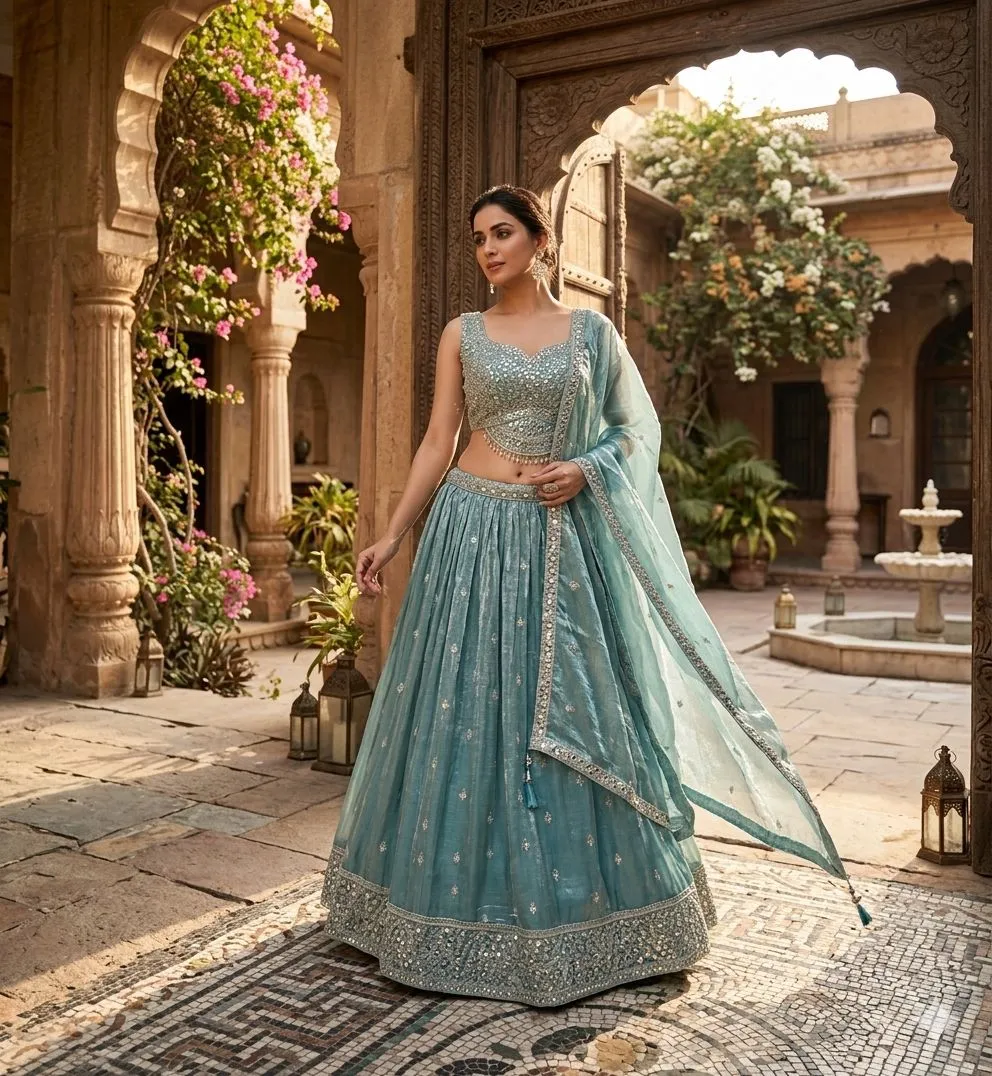 Naisha K 807 Crush Tissue Party Wear Choli Set