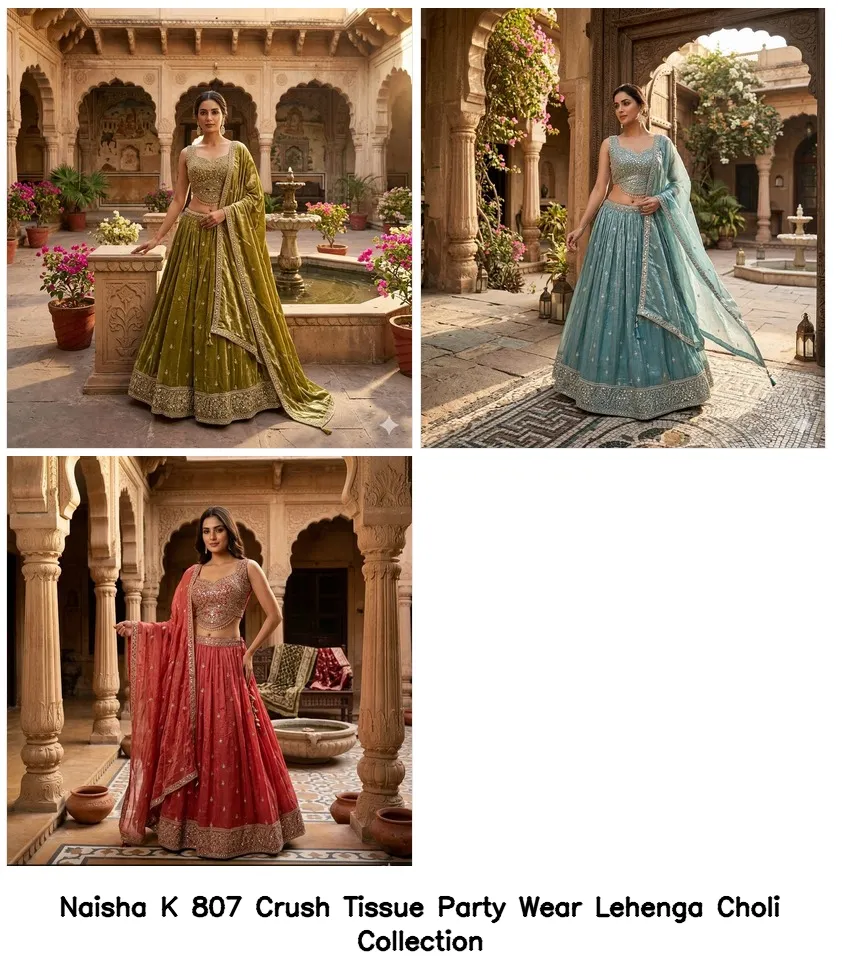 Naisha K 807 Crush Tissue Party Wear Choli Set