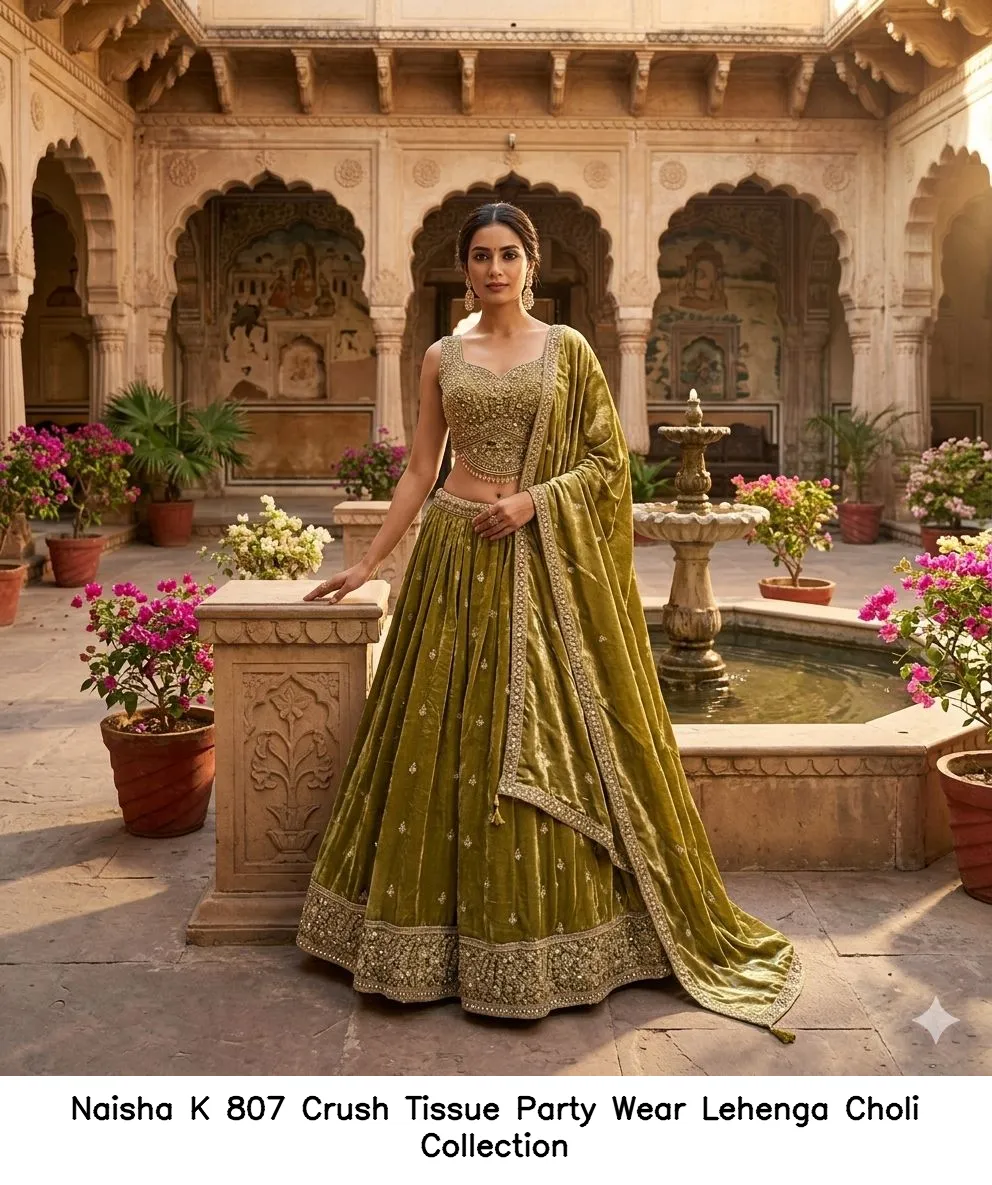 Naisha K 807 Crush Tissue Party Wear Choli Set