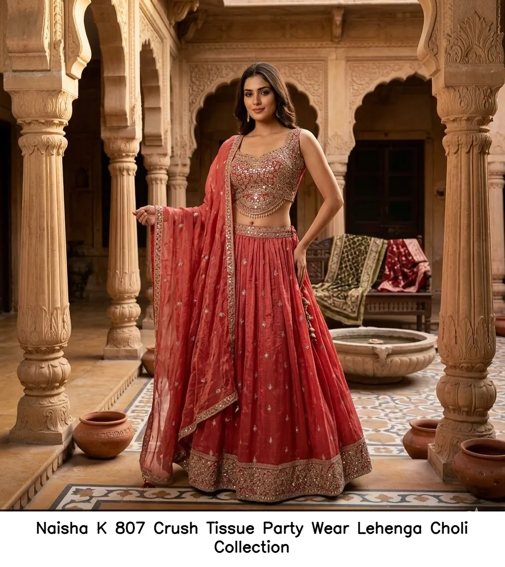 Naisha K 807 Crush Tissue Party Wear Choli Set
