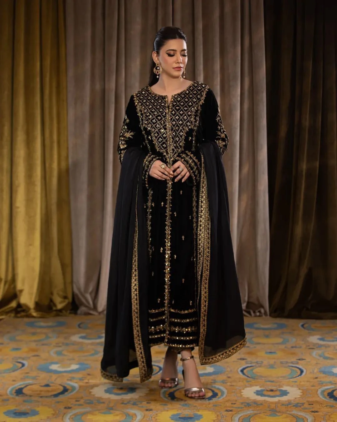One Level Up Velvet Embroidered Suit