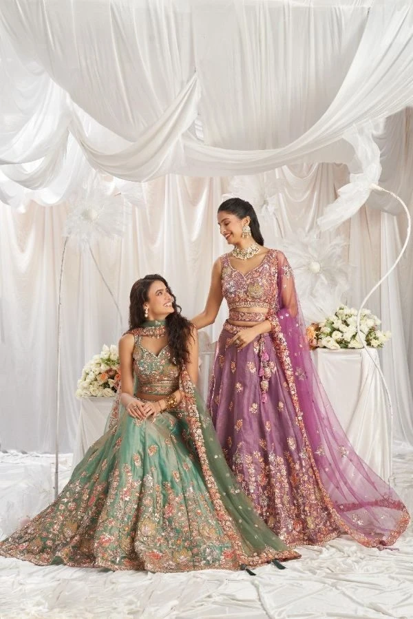 Organza Sequins Embroidery Semi-Stitched Lehenga Choli With Dupatta