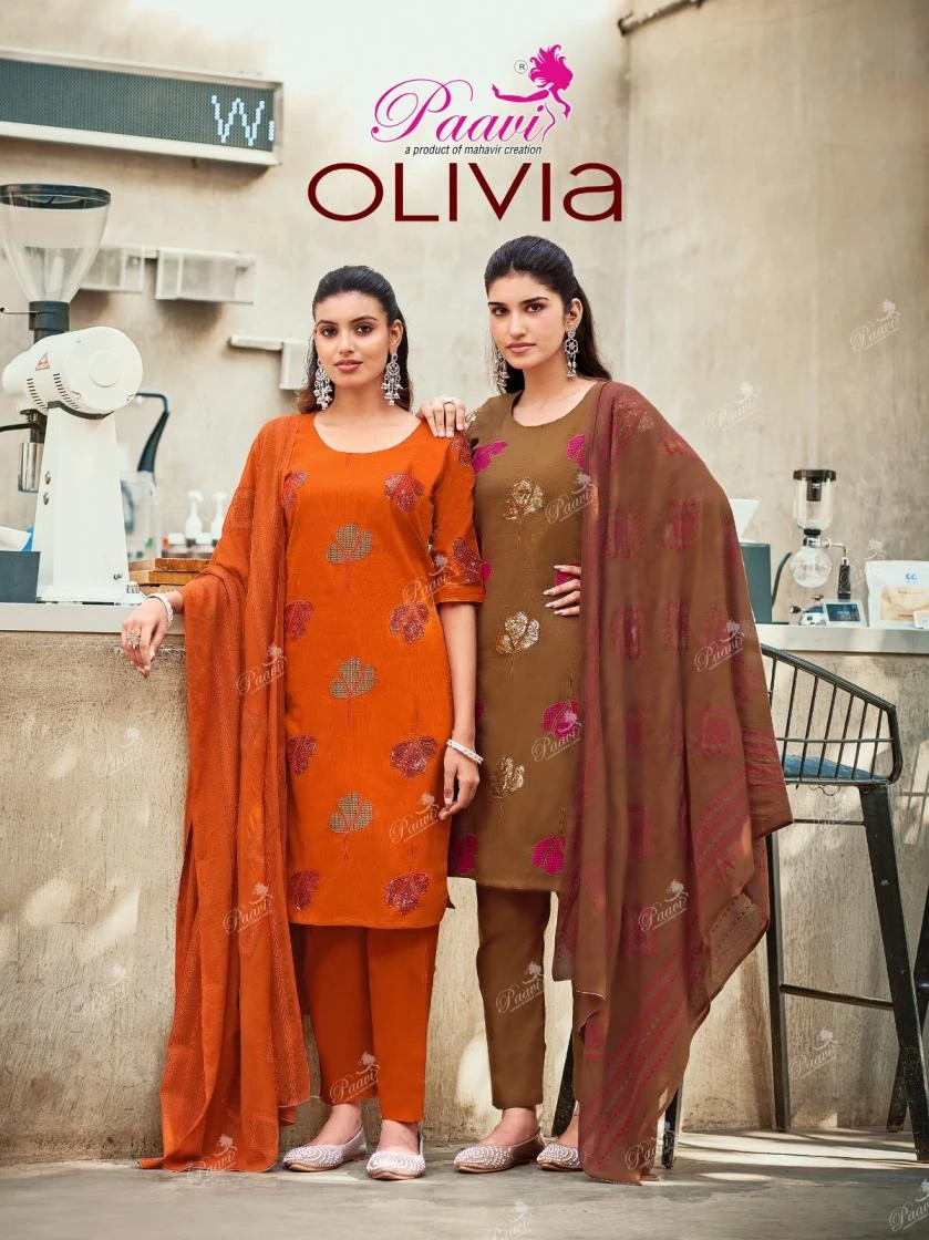 Paavi Oliva Cotton 3PCS Kurti Collection