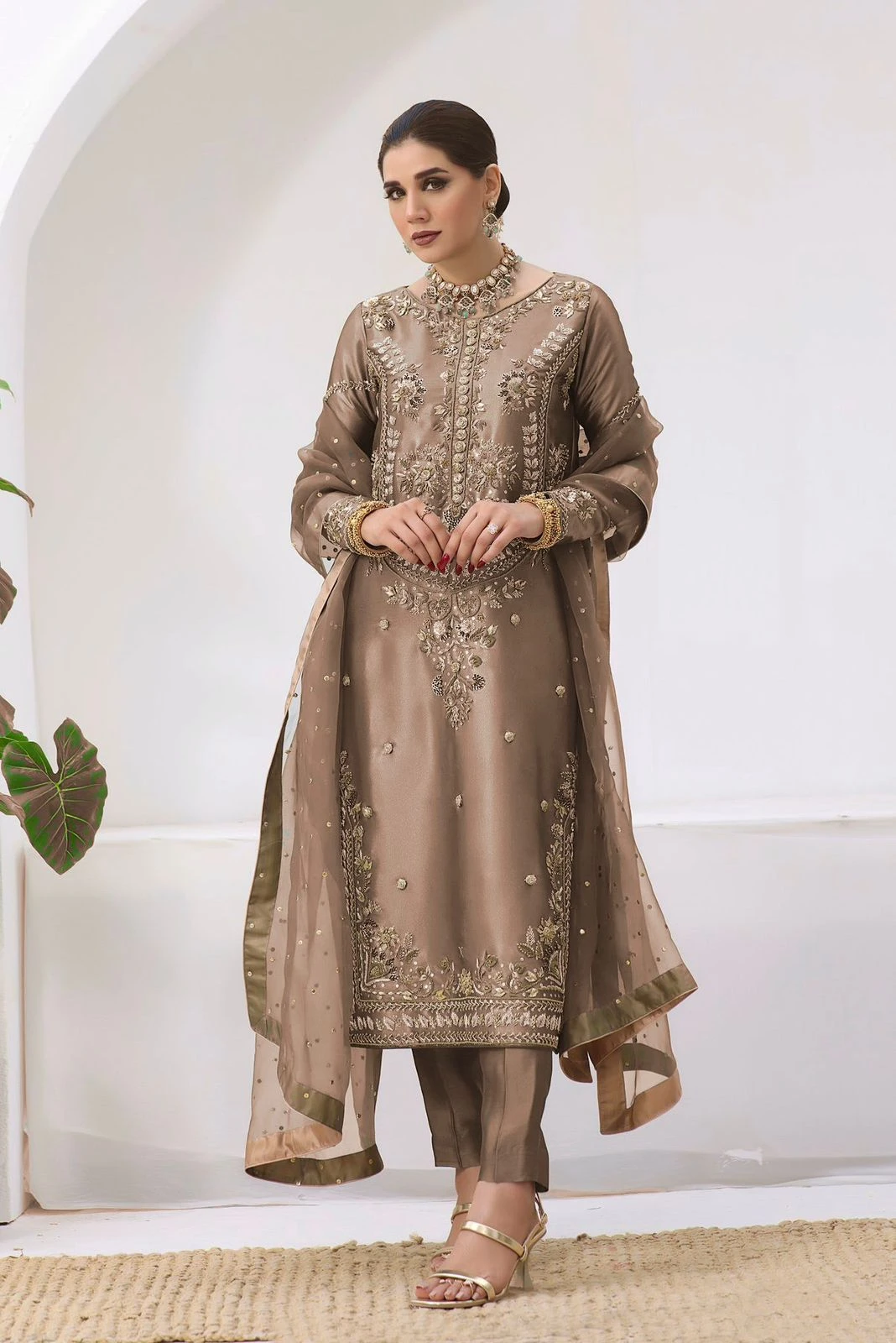 Pakistani Designer Jimmy Choo Silk Suit Set