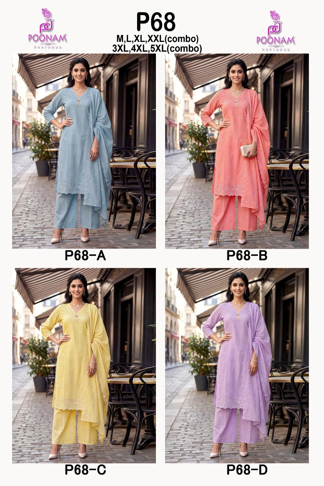 Poonam P 68 Mal Cotton Embroidered Suit Collection
