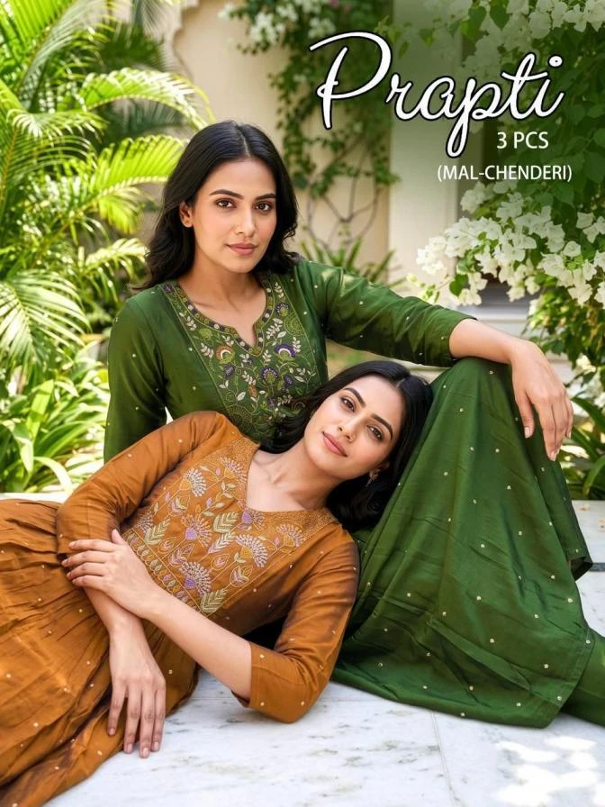Prapti Heavy Embroidered Chanderi Suit Set