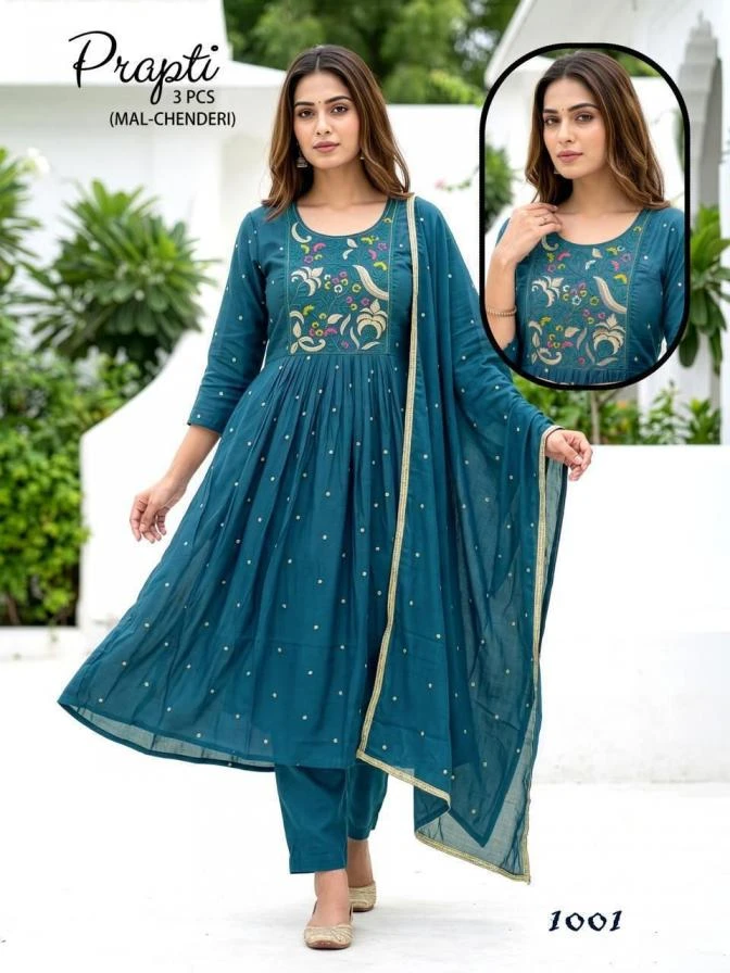 Prapti Heavy Embroidered Chanderi Suit Set