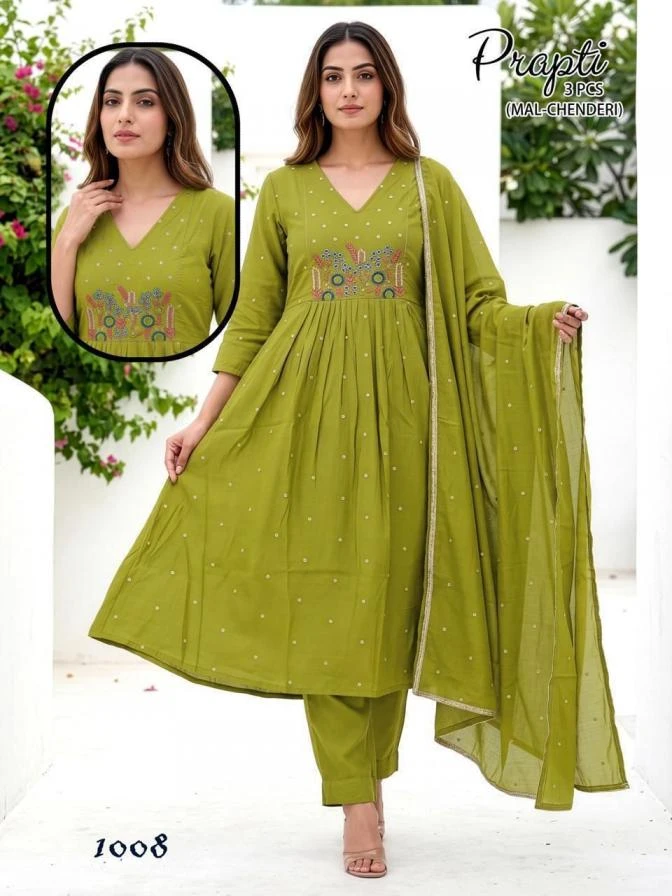 Prapti Heavy Embroidered Chanderi Suit Set