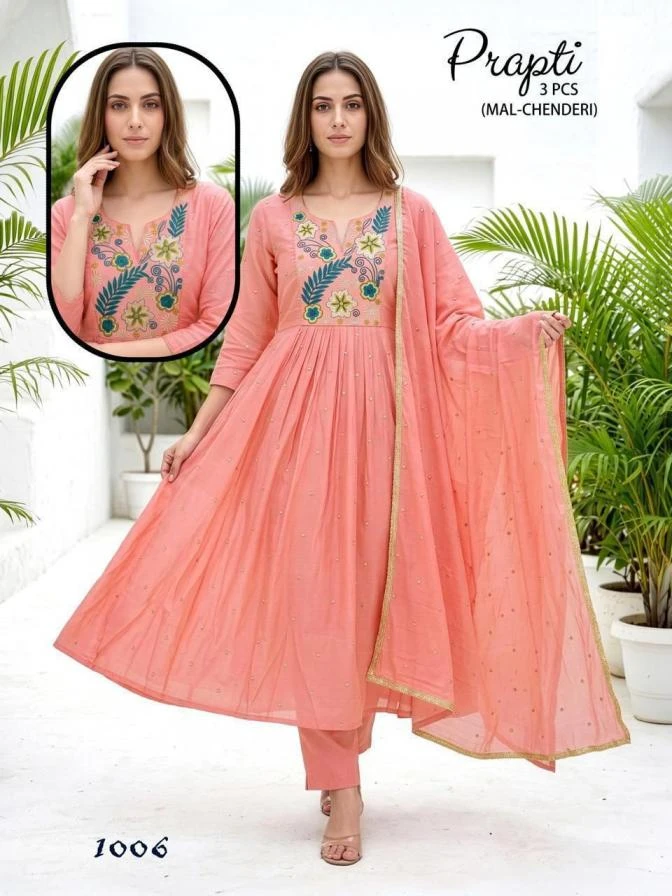 Prapti Heavy Embroidered Chanderi Suit Set