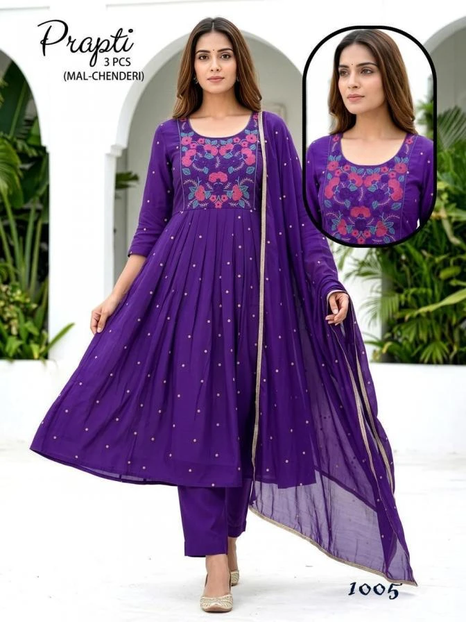 Prapti Heavy Embroidered Chanderi Suit Set