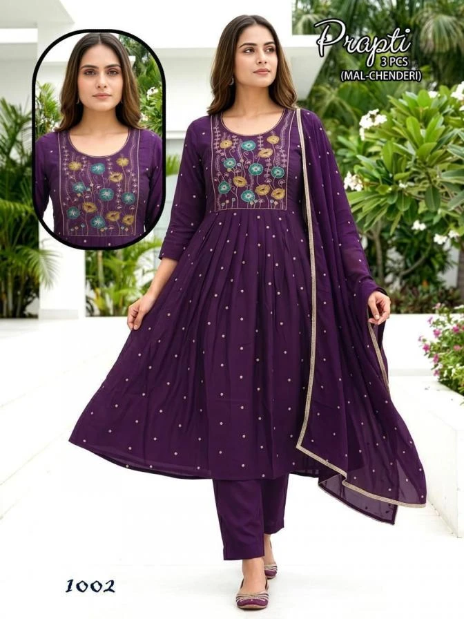 Prapti Heavy Embroidered Chanderi Suit Set