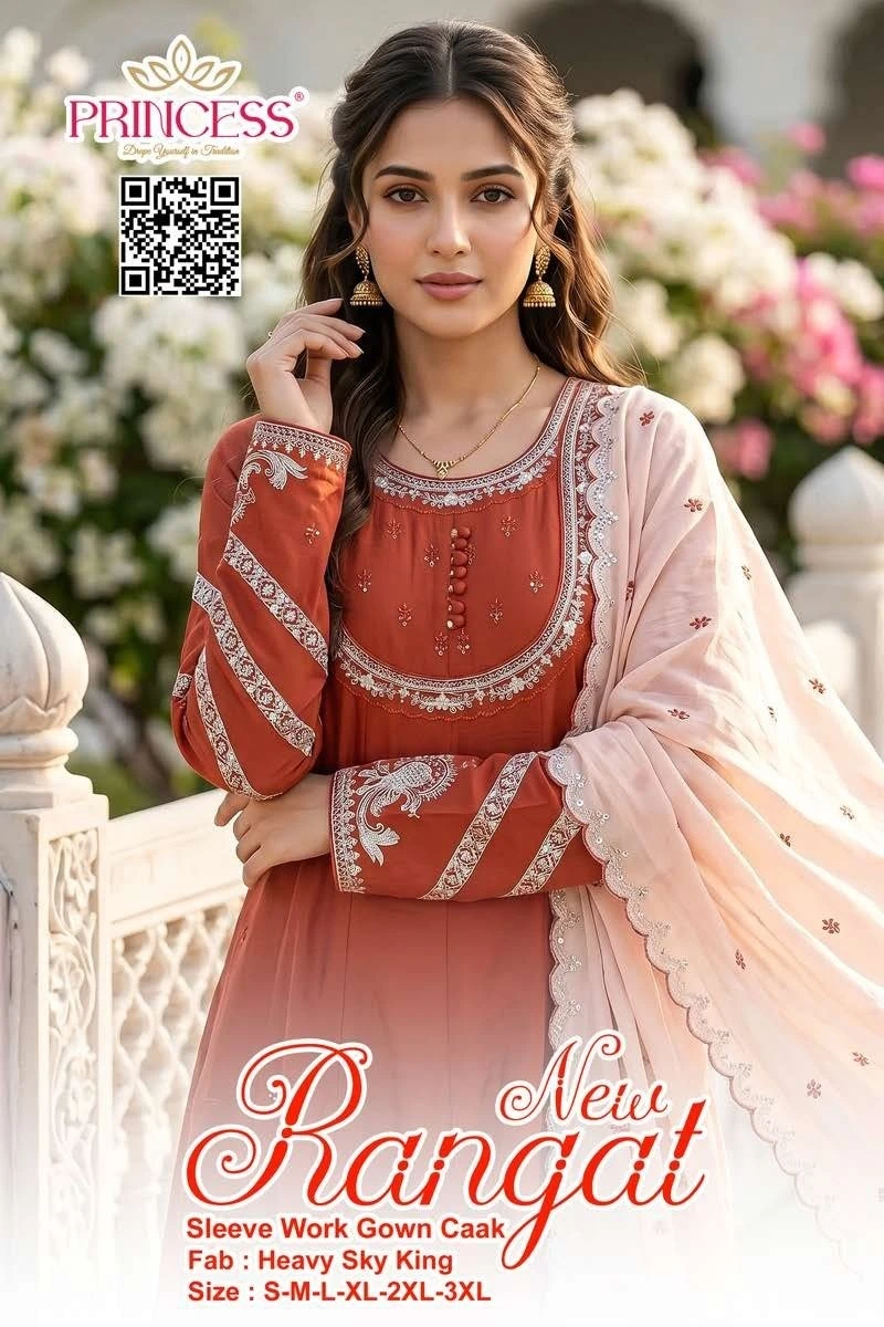 Princess New Rangat Sky King Silk Anarkali Kurti Set Collection