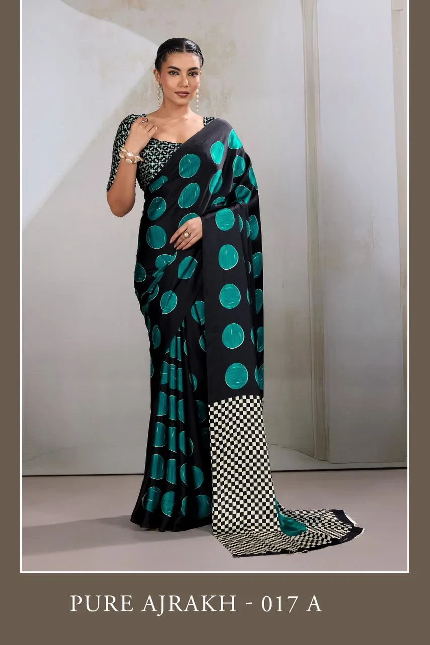 Pure Ajrakh 017 Modal Satin Ajrakh Printed Saree