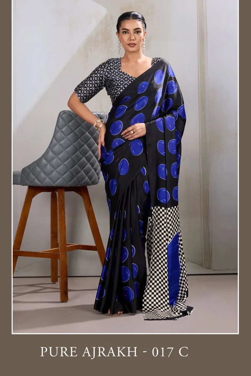 Pure Ajrakh 017 Modal Satin Ajrakh Printed Saree