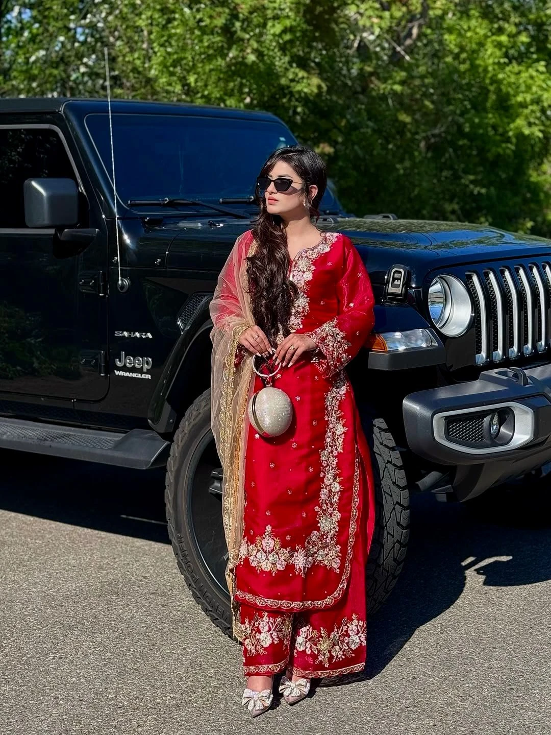 Pure Jimmy Choo Embroidery Sequence Work Palazzo Suit With Butterfly Net Dupatta