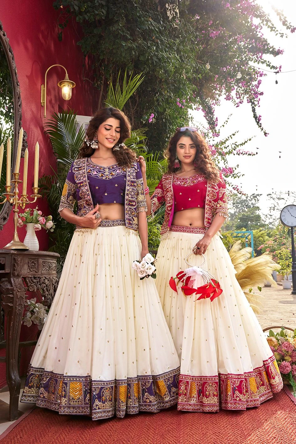Pure Vichitra Embroidery Lehenga Choli With Koti