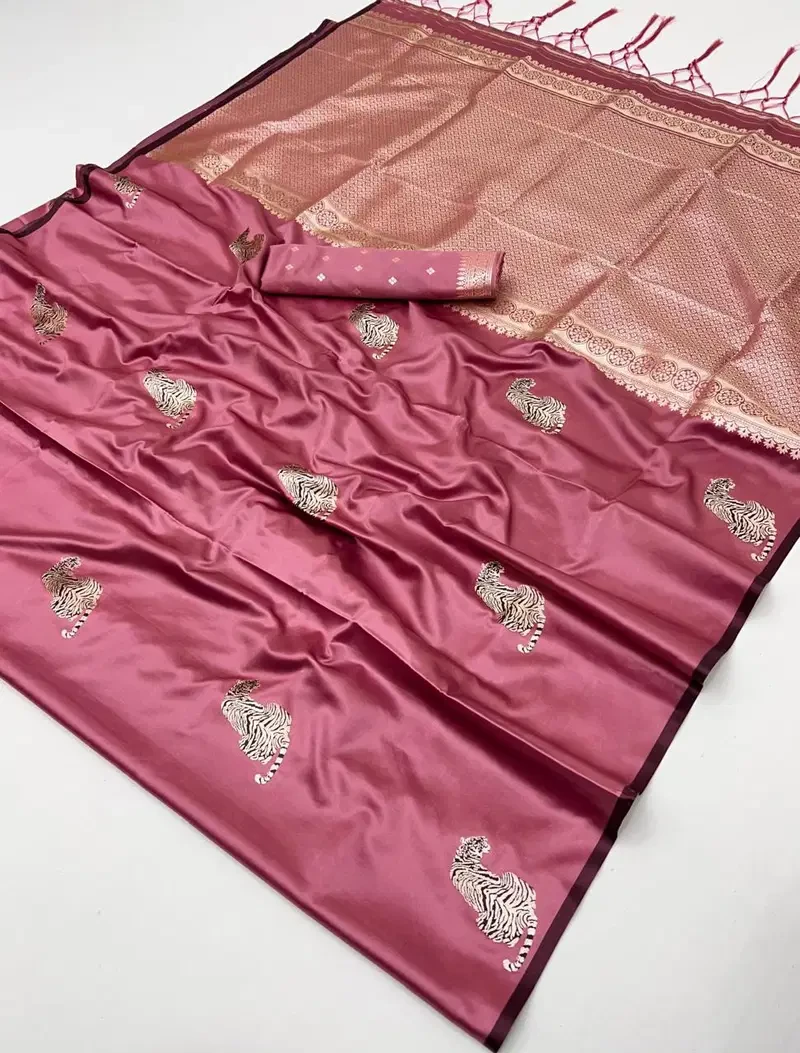 Rajtex Kanthkala Tiger Satin Handloom Weaving Silk Saree Collection