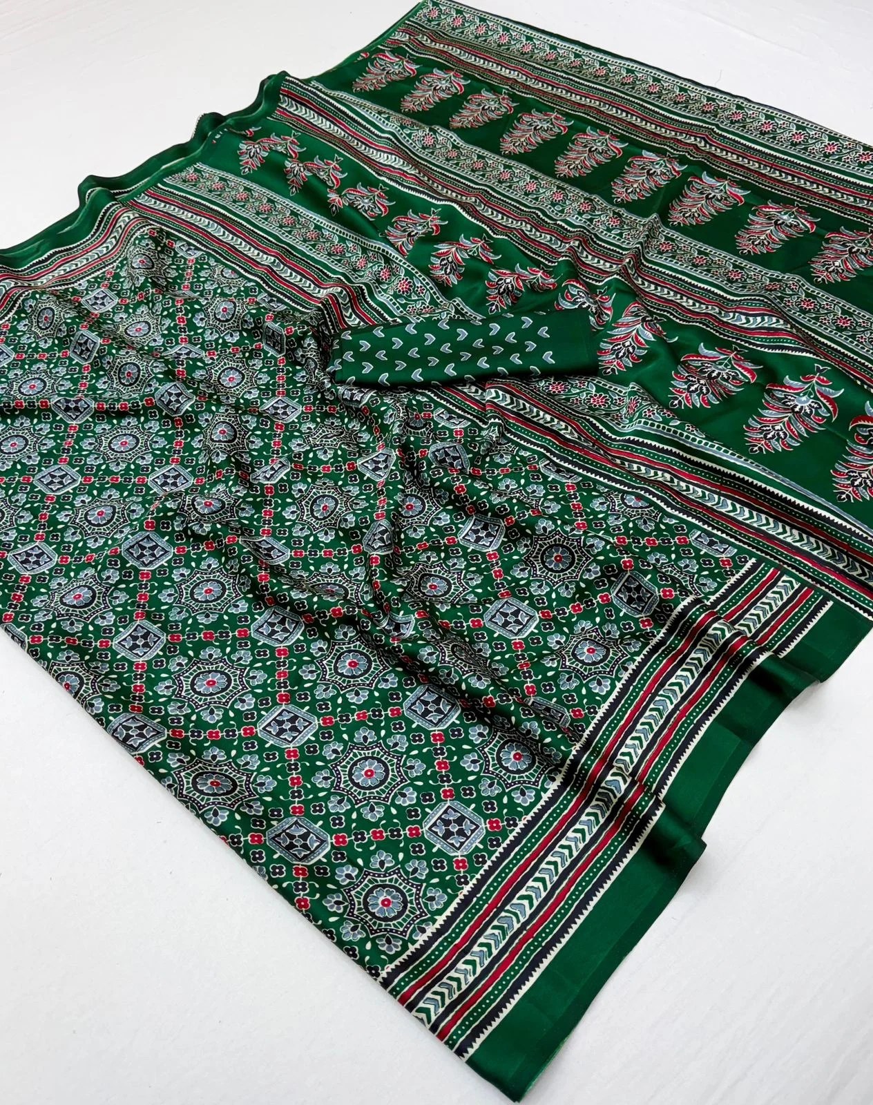 Rajtex Pure Ajrakh 035 Modal Satin Ajrakh Printed Saree Collection