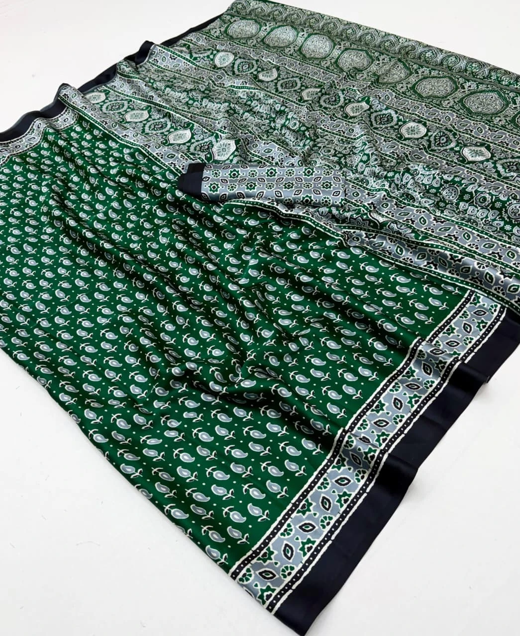 Rajtex Pure Ajrakh 037 Modal Satin Printed Ajrakh Saree Collection