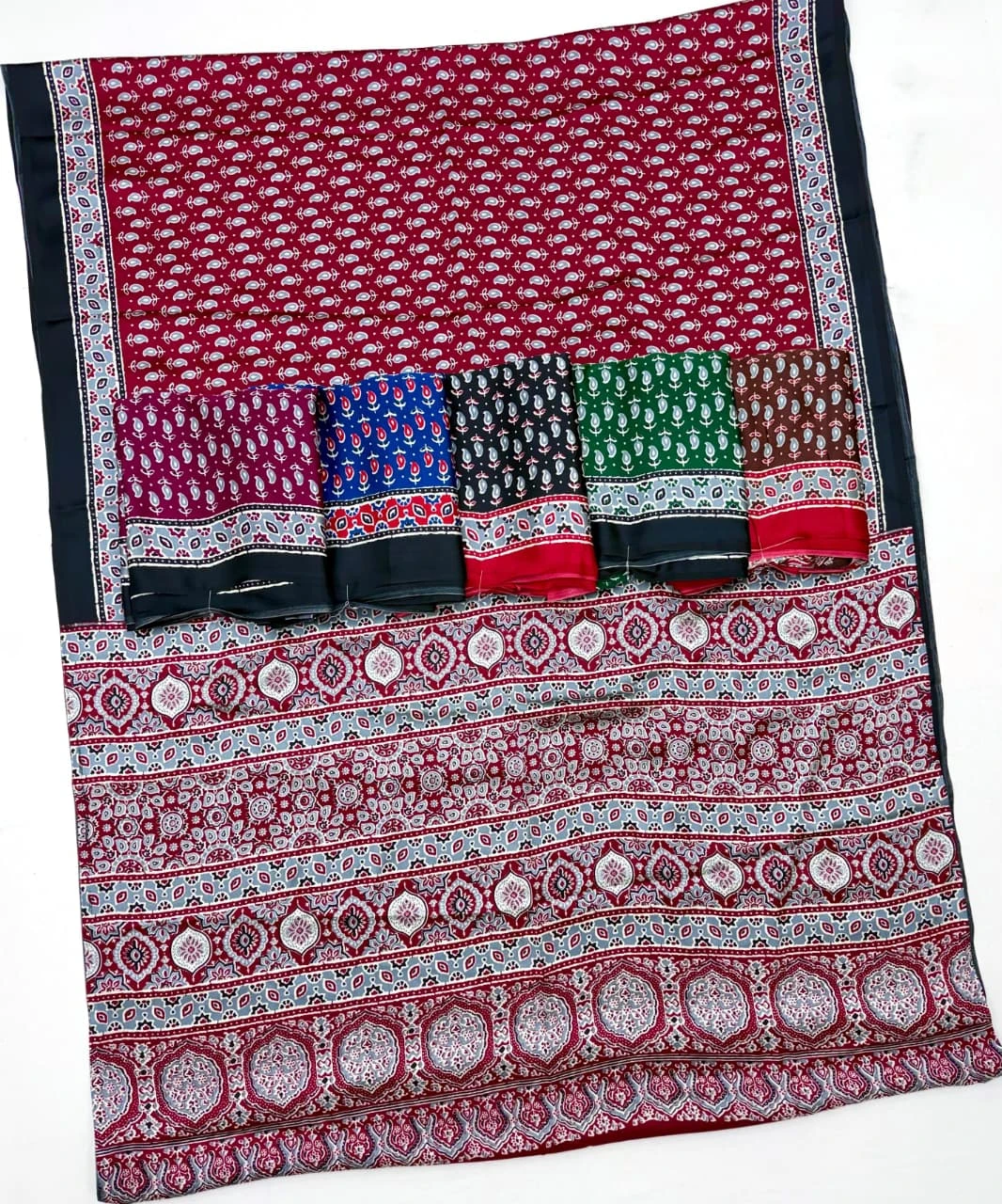 Rajtex Pure Ajrakh 037 Modal Satin Printed Ajrakh Saree Collection