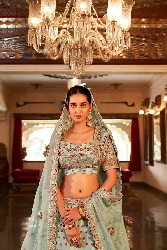 Rajwada Riwaj Satin Silk Heavy Handwork Choli Set