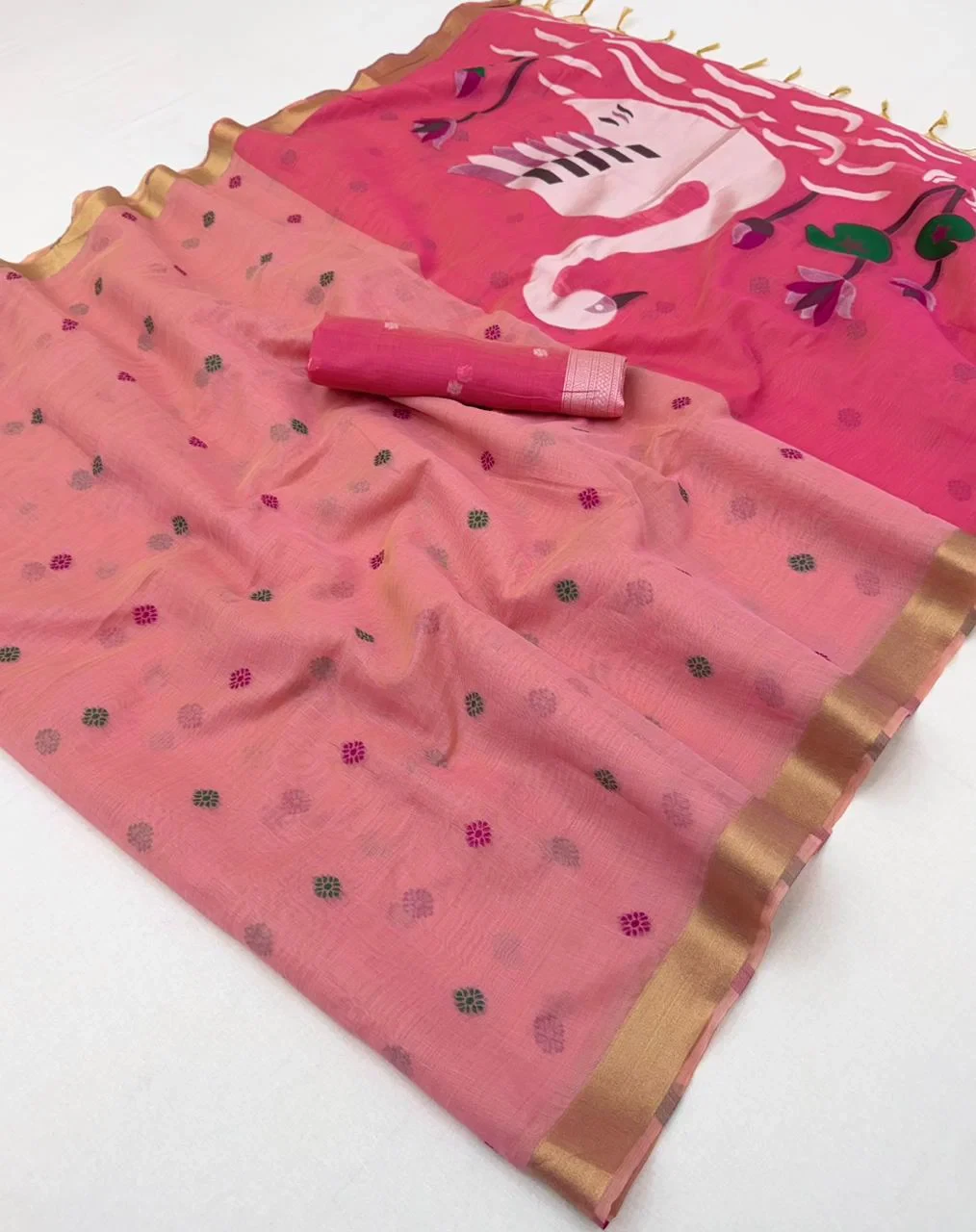 Rajyog Nakshtra Soft Cotton Zari Border Saree Collection