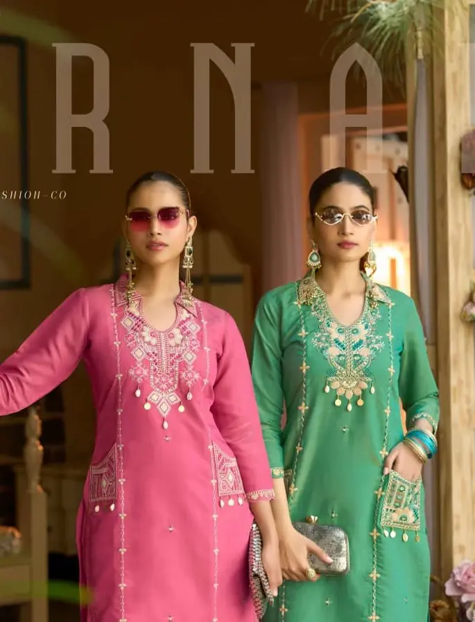 Rangoon Ardita Viscose Fancy Embroidery Work Suit With Divider Plazzo