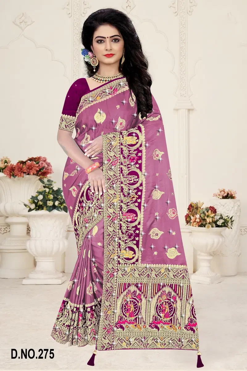 Reva Panghat Nylone Sattin Swaroski Vol 1 Satin Saree Collection