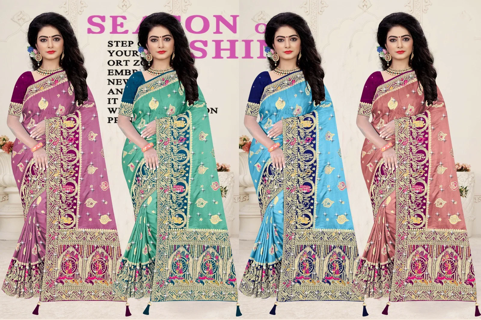 Reva Panghat Nylone Sattin Swaroski Vol 1 Satin Saree Collection