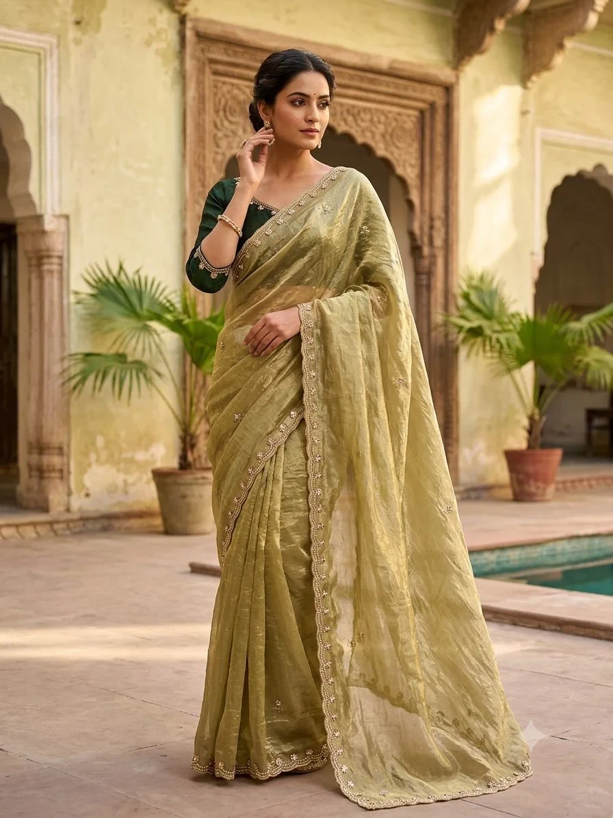 Rishika Saree Ah Fendy Satin Embroidered Saree Collection
