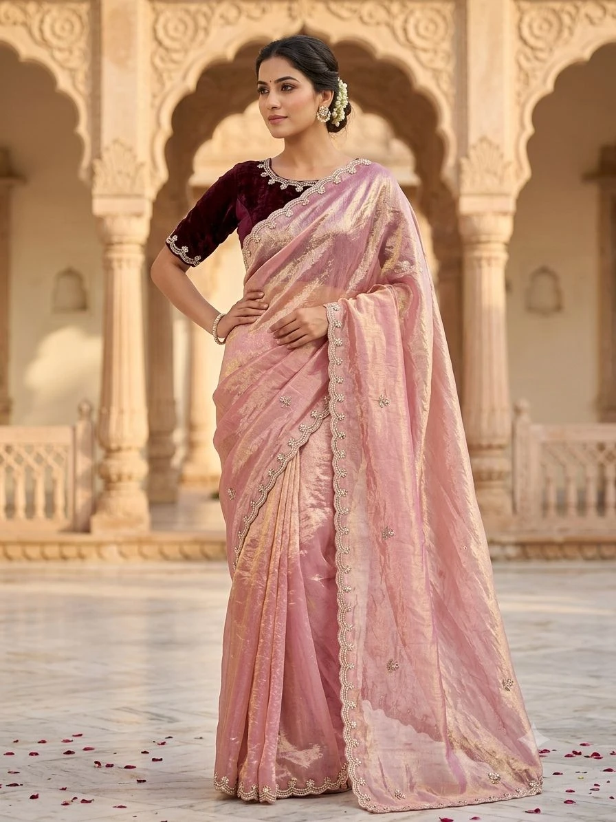 Rishika Saree Ah Fendy Satin Embroidered Saree Collection